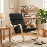 Linen Fabric Rocking Chair 67cm Wide With Wooden Frame - Velmora