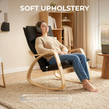 Linen Fabric Rocking Chair 67cm Wide With Wooden Frame - Velmora