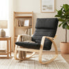 Linen Fabric Rocking Chair 67cm Wide With Wooden Frame - Velmora