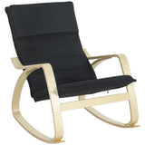 Linen Fabric Rocking Chair 67cm Wide With Wooden Frame - Velmora