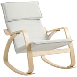 Linen Fabric Rocking Chair 67cm Wide With Wooden Frame - Velmora