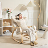 Linen Fabric Rocking Chair 67cm Wide With Wooden Frame - Velmora