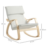 Linen Fabric Rocking Chair 67cm Wide With Wooden Frame - Velmora