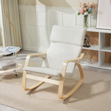 Linen Fabric Rocking Chair 67cm Wide With Wooden Frame - Velmora