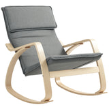 Linen Fabric Rocking Chair 67cm Wide With Wooden Frame - Velmora