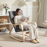 Linen Fabric Rocking Chair 67cm Wide With Wooden Frame - Velmora