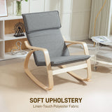 Linen Fabric Rocking Chair 67cm Wide With Wooden Frame - Velmora