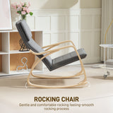 Linen Fabric Rocking Chair 67cm Wide With Wooden Frame - Velmora