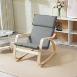 Linen Fabric Rocking Chair 67cm Wide With Wooden Frame - Velmora