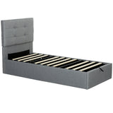 Linen Fabric Single Ottoman Storage Bed 91cm Wide - Velmora