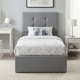 Linen Fabric Single Ottoman Storage Bed 91cm Wide - Velmora