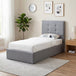 Linen Fabric Single Ottoman Storage Bed 91cm Wide - Velmora