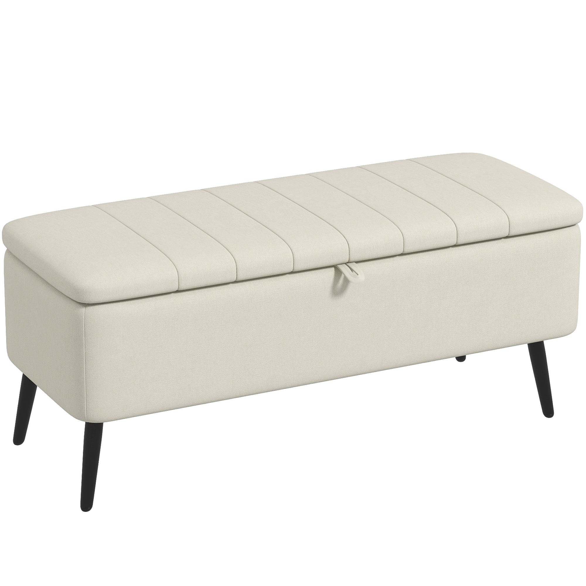 Linen Fabric Storage Ottoman 102cm Wide - Velmora
