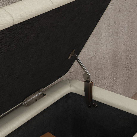 Linen Fabric Storage Ottoman 102cm Wide - Velmora