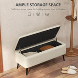 Linen Fabric Storage Ottoman 102cm Wide - Velmora