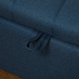 Linen Fabric Storage Ottoman 102cm Wide - Velmora