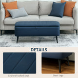 Linen Fabric Storage Ottoman 102cm Wide - Velmora