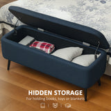 Linen Fabric Storage Ottoman 102cm Wide - Velmora