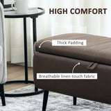 Linen Fabric Storage Ottoman 102cm Wide - Velmora