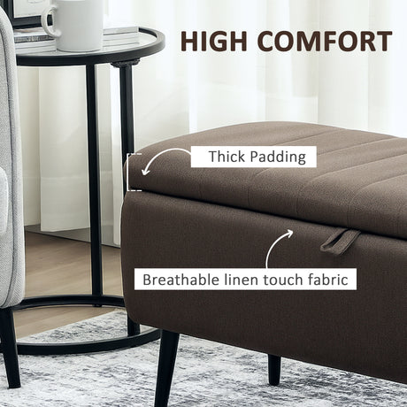 Linen Fabric Storage Ottoman 102cm Wide - Velmora