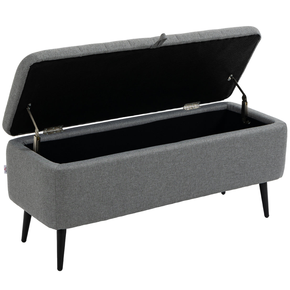 Linen Fabric Storage Ottoman 102cm Wide - Velmora