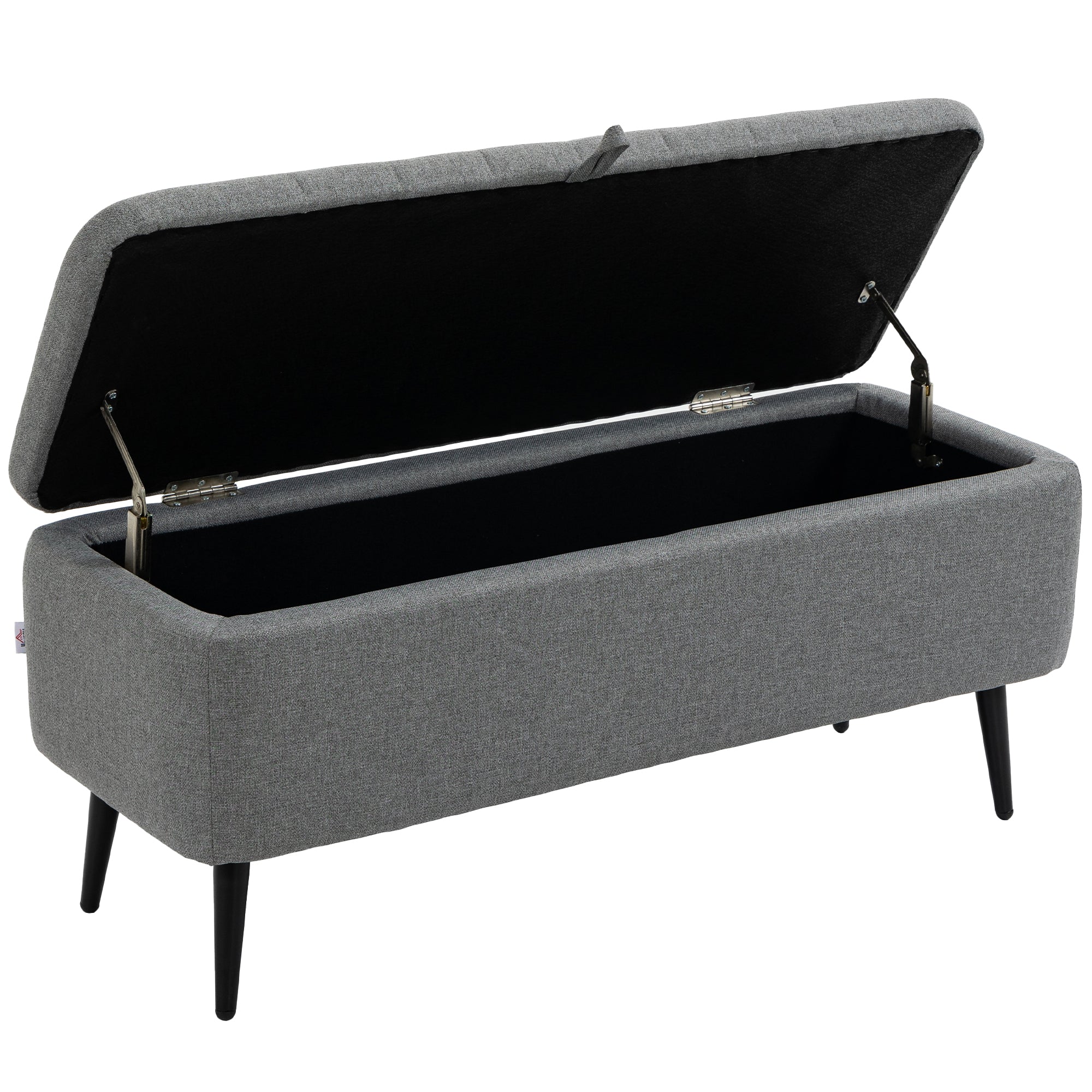 Linen Fabric Storage Ottoman 102cm Wide - Velmora
