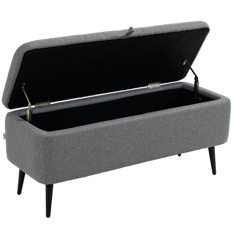 Linen Fabric Storage Ottoman 102cm Wide - Velmora