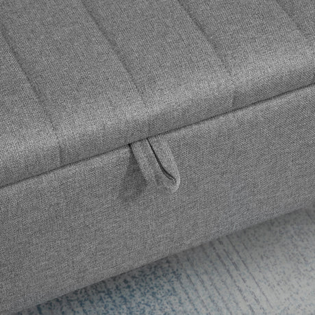 Linen Fabric Storage Ottoman 102cm Wide - Velmora