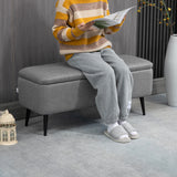 Linen Fabric Storage Ottoman 102cm Wide - Velmora
