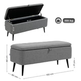 Linen Fabric Storage Ottoman 102cm Wide - Velmora