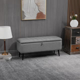 Linen Fabric Storage Ottoman 102cm Wide - Velmora