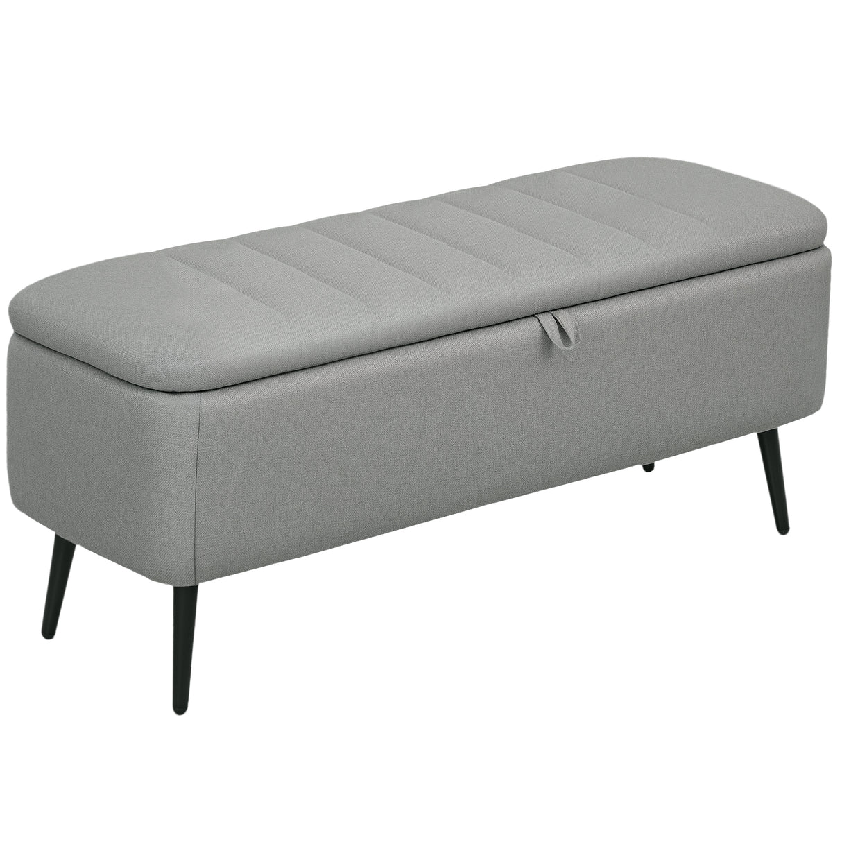 Linen Fabric Storage Ottoman 102cm Wide - Velmora