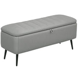 Linen Fabric Storage Ottoman 102cm Wide - Velmora