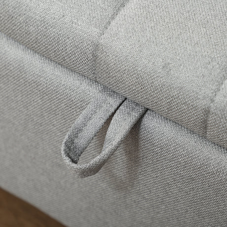 Linen Fabric Storage Ottoman 102cm Wide - Velmora