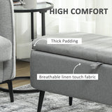 Linen Fabric Storage Ottoman 102cm Wide - Velmora
