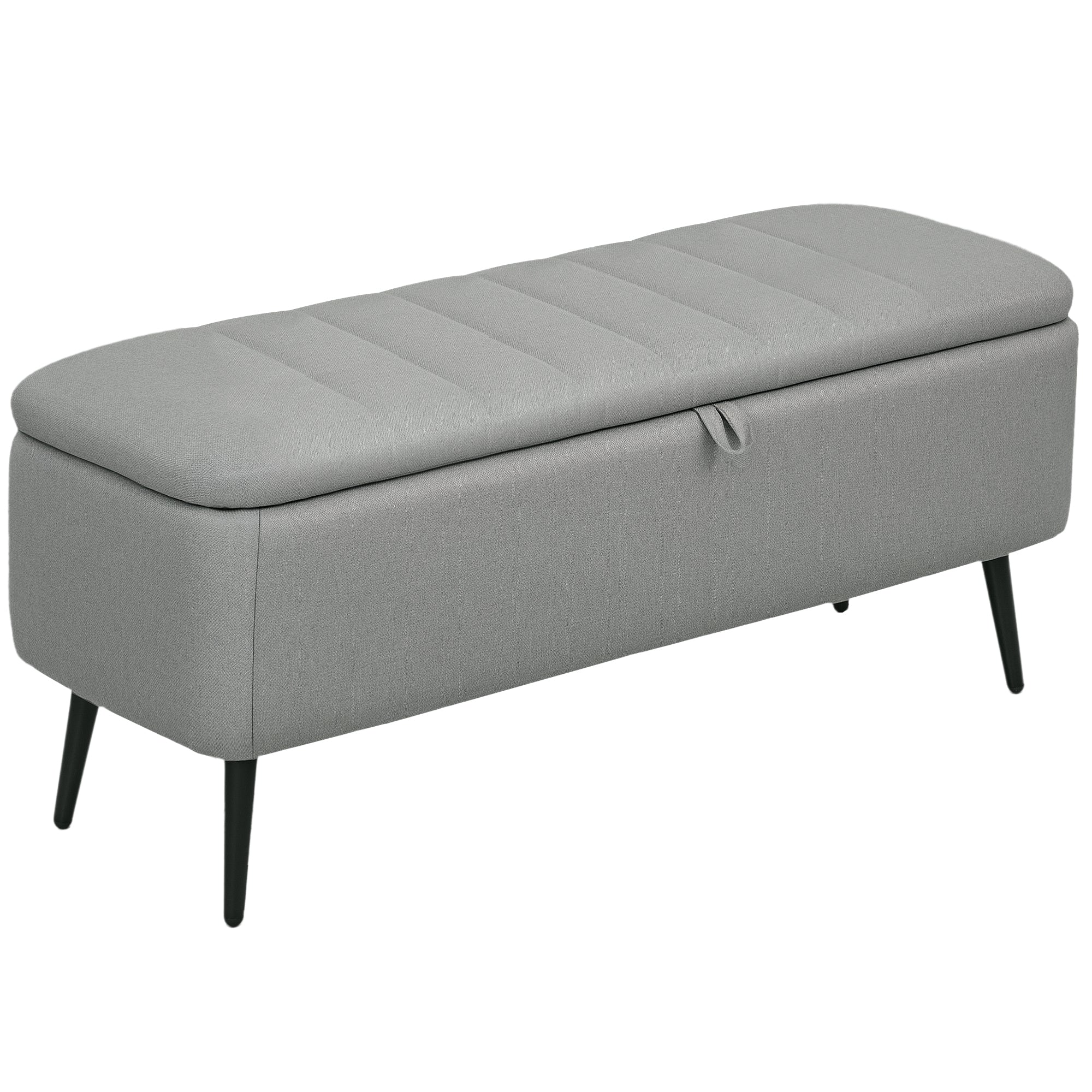 Linen Fabric Storage Ottoman 102cm Wide - Velmora