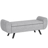 Linen Fabric Storage Ottoman 132cm Wide With Armrest - Velmora