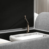 Linen Fabric Storage Ottoman 132cm Wide With Armrest - Velmora