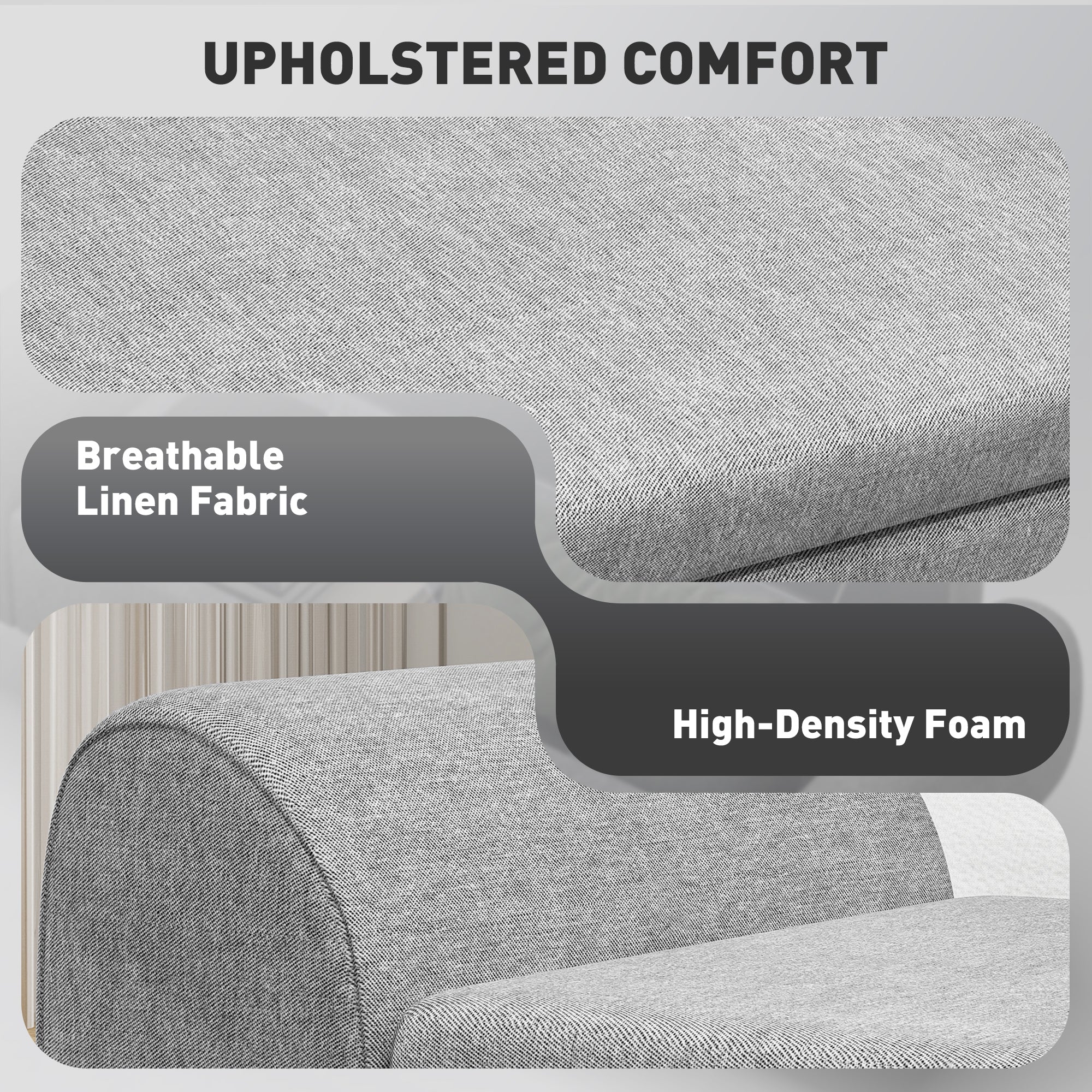 Linen Fabric Storage Ottoman 132cm Wide With Armrest - Velmora