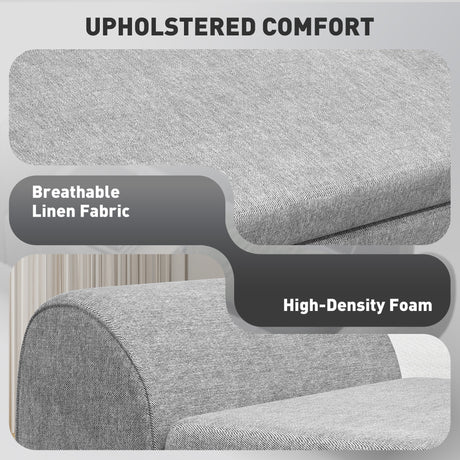 Linen Fabric Storage Ottoman 132cm Wide With Armrest - Velmora