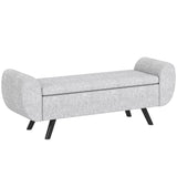Linen Fabric Storage Ottoman 132cm Wide With Armrest - Velmora