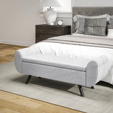 Linen Fabric Storage Ottoman 132cm Wide With Armrest - Velmora