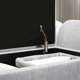 Linen Fabric Storage Ottoman 132cm Wide With Armrest - Velmora