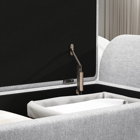 Linen Fabric Storage Ottoman 132cm Wide With Armrest - Velmora