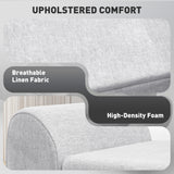 Linen Fabric Storage Ottoman 132cm Wide With Armrest - Velmora