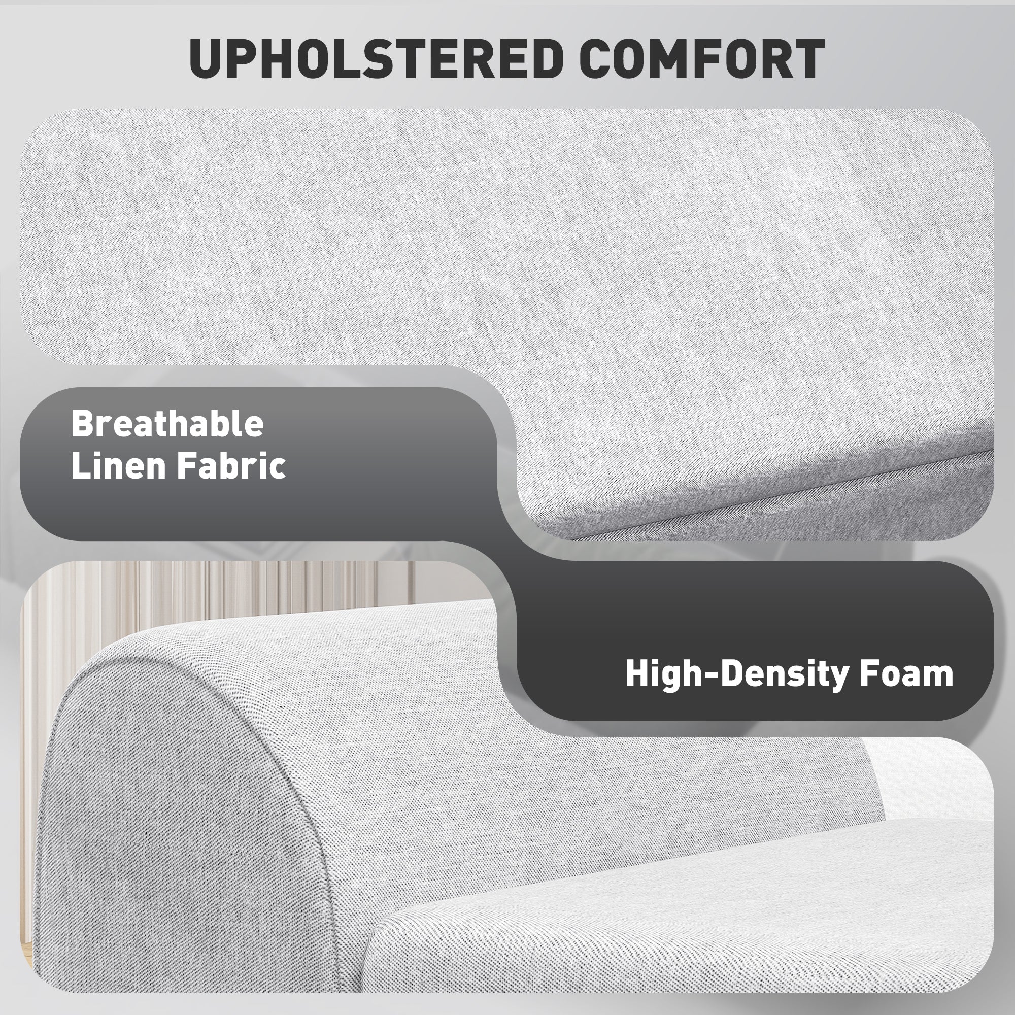 Linen Fabric Storage Ottoman 132cm Wide With Armrest - Velmora