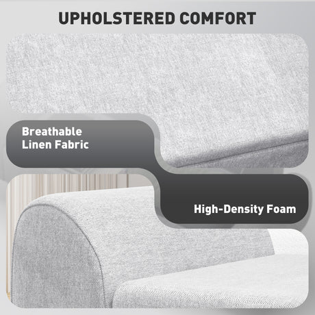 Linen Fabric Storage Ottoman 132cm Wide With Armrest - Velmora