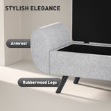 Linen Fabric Storage Ottoman 132cm Wide With Armrest - Velmora