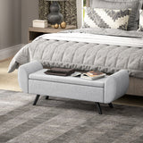 Linen Fabric Storage Ottoman 132cm Wide With Armrest - Velmora