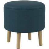 Linen Fabric Storage Ottoman 39cm Wide Round - Velmora